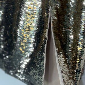 Emporio Armani NWT Gold Mid Length Sequin Skirt with 1/4 Slit